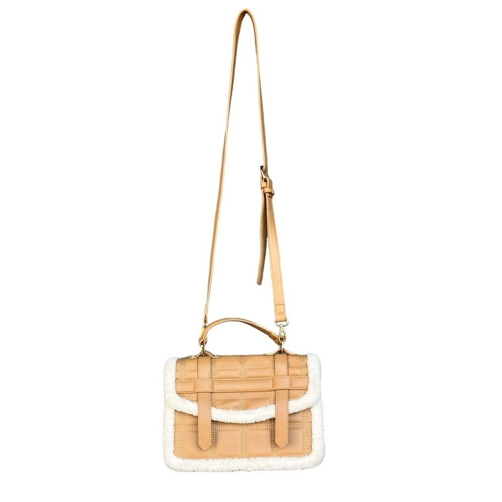 Antik Kraft Sherpa Satchel Crossbody Bag Tan​​​​​
